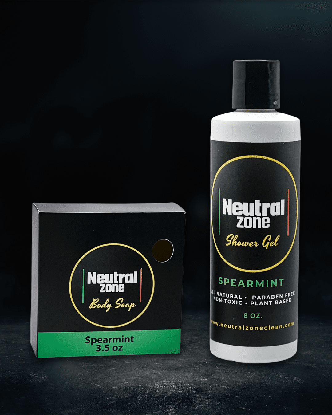 Neutral Zone 8oz Spearmint Shower Gel. + Neutral Zone Spearmint Soap Bar
